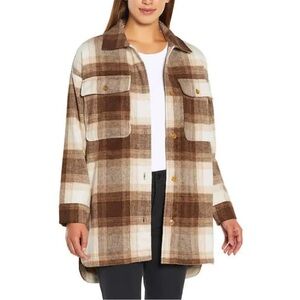Banana Republic Brown Plaid Flannel Shacket Shirt Jacket